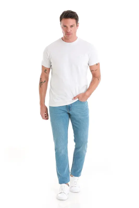 Gray Regular Fit Plain 100% Cotton Crew Neck T-shirt-Gray0 - 2