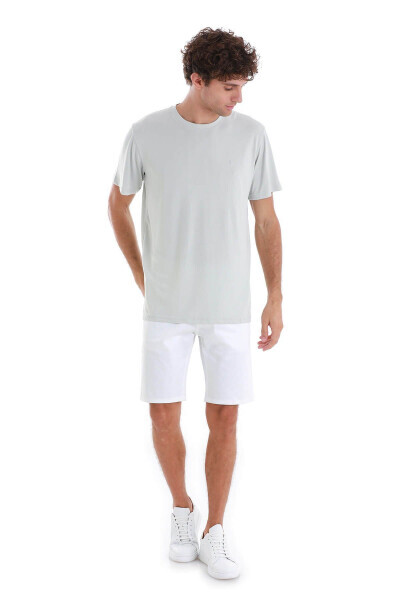 Gray Regular Fit Plain Crew Neck Knitted T-shirt-Gray - HATEMOĞLU (1)