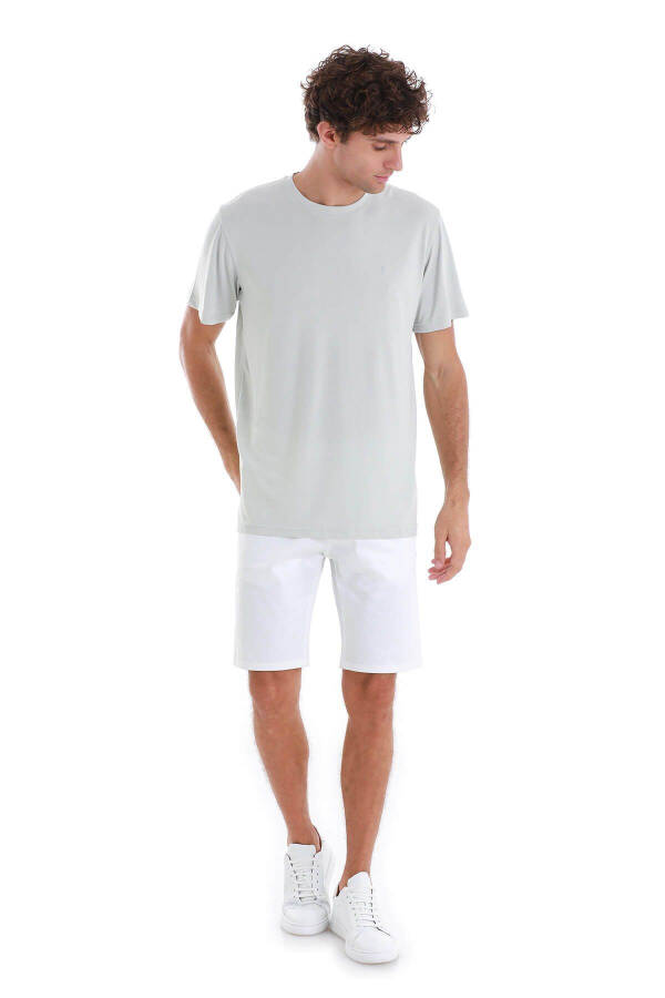 Gray Regular Fit Plain Crew Neck Knitted T-shirt-Gray - 2