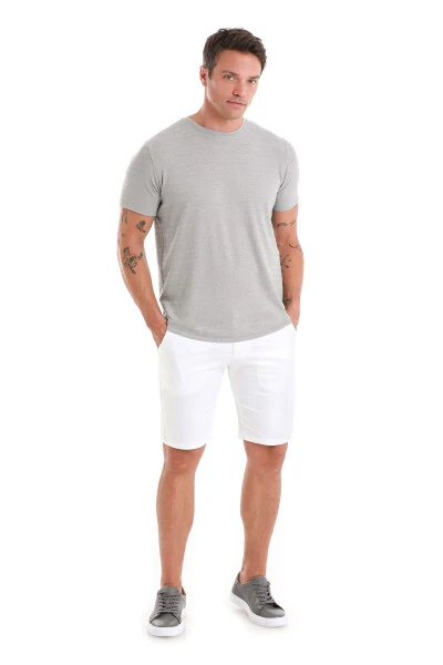 Gray Regular Fit Plain Crew Neck T-shirt-Gray - HATEMOĞLU (1)