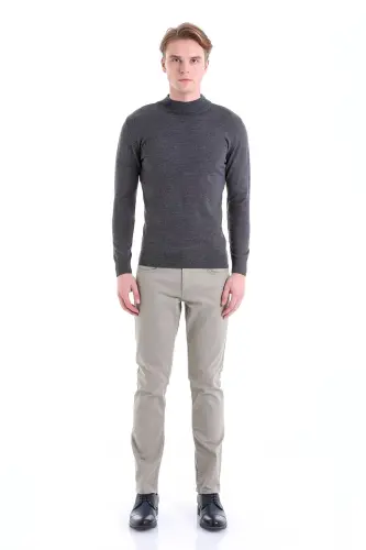 Gray Regular Fit Plain Half Turtleneck Wool Knitwear K - 4