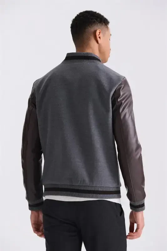 Gray Regular Fit Shirt Collar Buttoned Jacket - 4