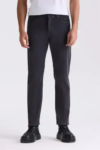 Gray Regular Fit Stretch Cotton Corduroy Pants 