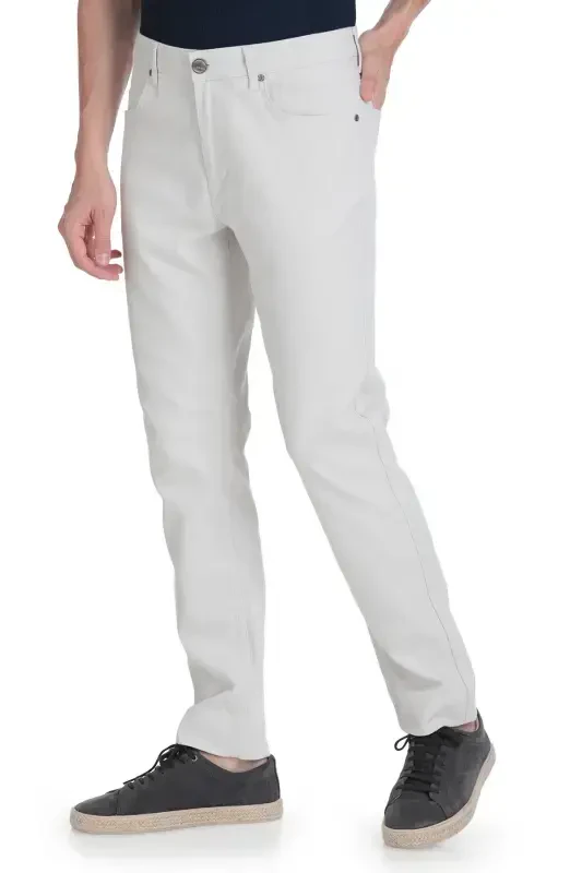 Gray Relaxed Fit 5-Pocket Canvas Pants-Gray - 1