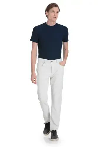Gray Relaxed Fit 5-Pocket Canvas Pants-Gray - HATEMOĞLU (1)