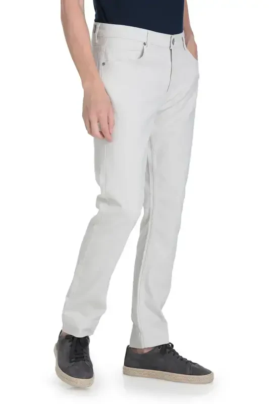 Gray Relaxed Fit 5-Pocket Canvas Pants-Gray - 3