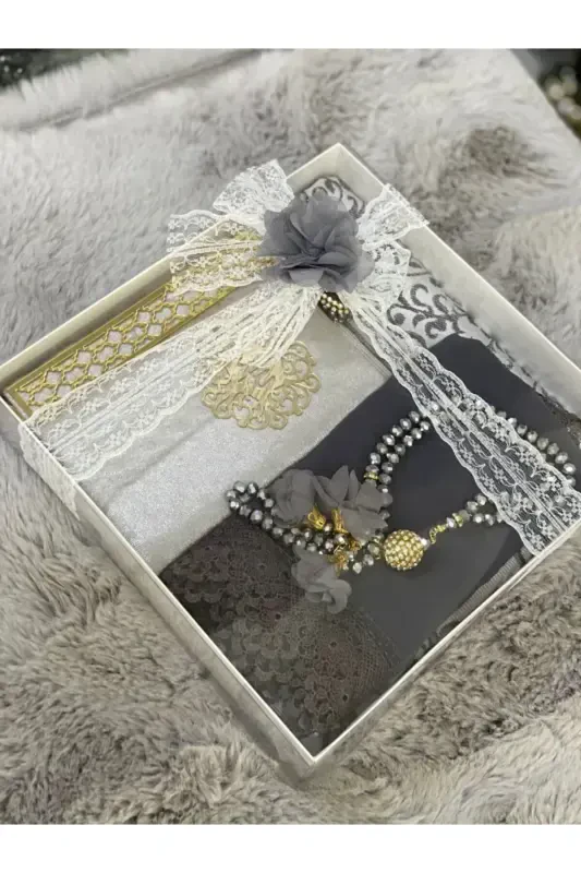 Gray Religious Gift Prayer Rug Set Bride Bundle Dowry Set Gift Set Mother's Day, Prayer Rug Set-gray - 2