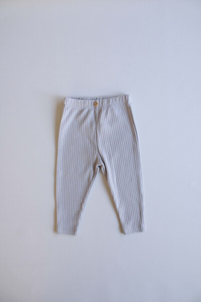 Gray Ribbed Baby Leggings - 5