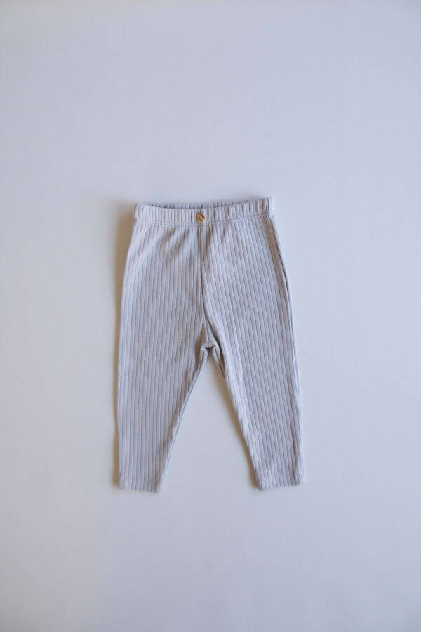 Gray Ribbed Baby Leggings - 1