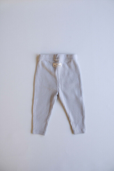 Gray Ribbed Baby Leggings - 2