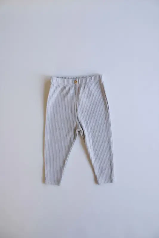 Gray Ribbed Baby Leggings - OHLALAKOALA