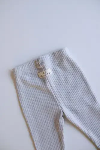 Gray Ribbed Baby Leggings - 5