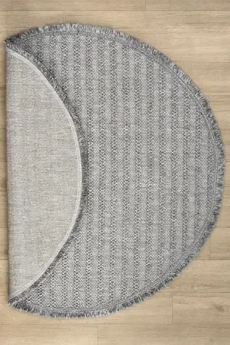 Gray Round Soft Touch Carpet Rug Living Room Kitchen Hallway Runner Woven Machine Carpet 0011 FLAT-Gray 2 - ELIZ HOME (1)