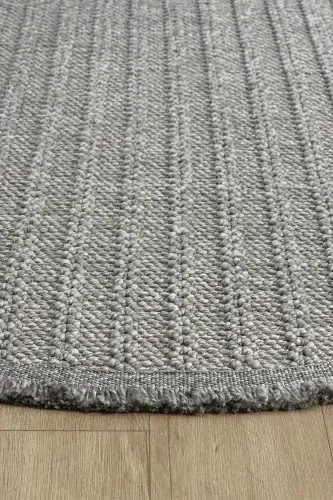 Gray Round Soft Touch Carpet Rug Living Room Kitchen Hallway Runner Woven Machine Carpet 0011 FLAT-Gray 2 - 3