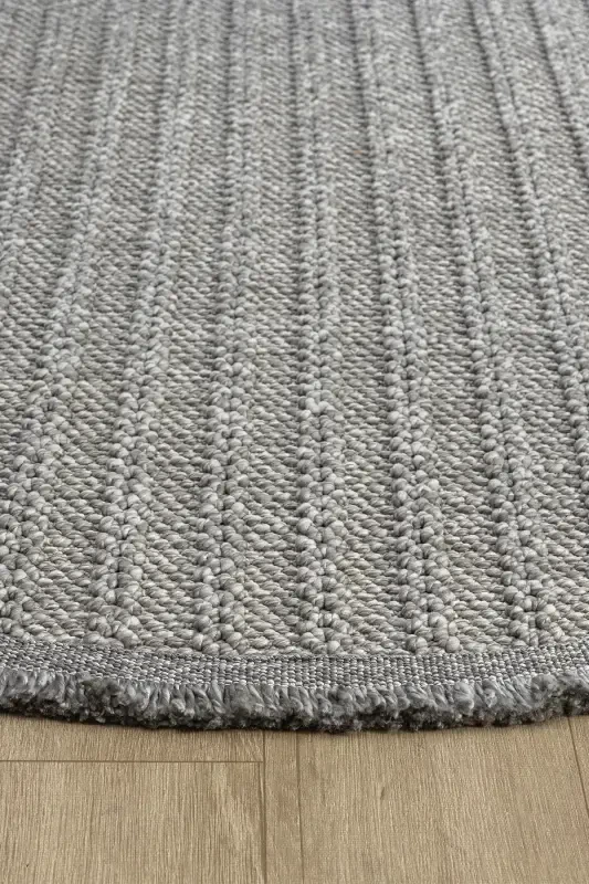 Gray Round Soft Touch Carpet Rug Living Room Kitchen Hallway Runner Woven Machine Carpet 0011 FLAT-Gray 2 - 3