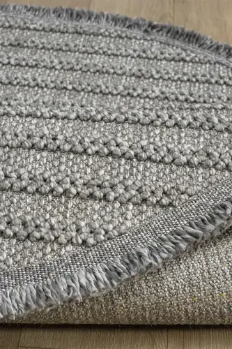 Gray Round Soft Touch Carpet Rug Living Room Kitchen Hallway Runner Woven Machine Carpet 0011 FLAT-Gray 2 - 4