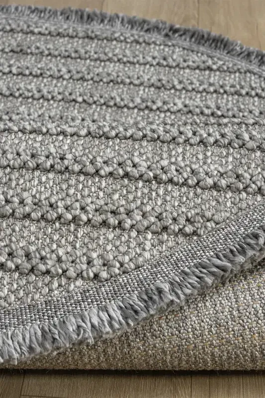 Gray Round Soft Touch Carpet Rug Living Room Kitchen Hallway Runner Woven Machine Carpet 0011 FLAT-Gray 2 - 4