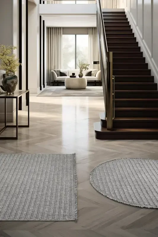 Gray Round Soft Touch Carpet Rug Living Room Kitchen Hallway Runner Woven Machine Carpet 0011 FLAT-Gray 2 - 6