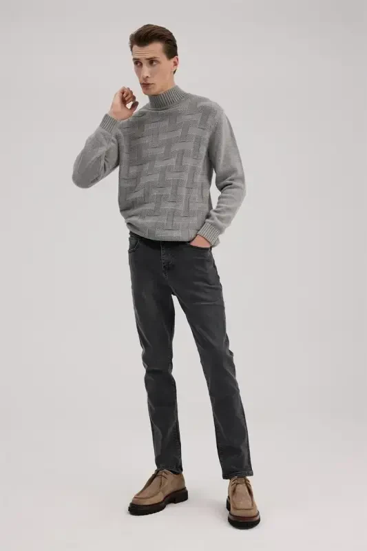 Gray Slim Fit 5 Pocket Jeans - JAKAMEN