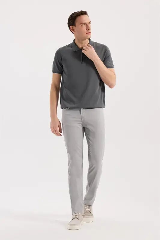 Gray Slim Fit 5 Pocket Sports Pants - 1