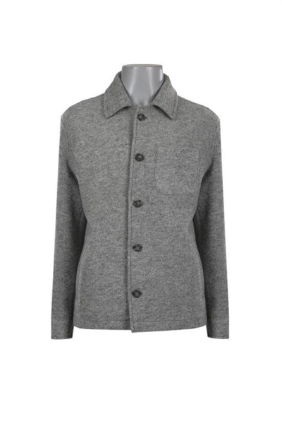 Gray Slim Fit Berberi Collar Wool Cashmere Coat - 13