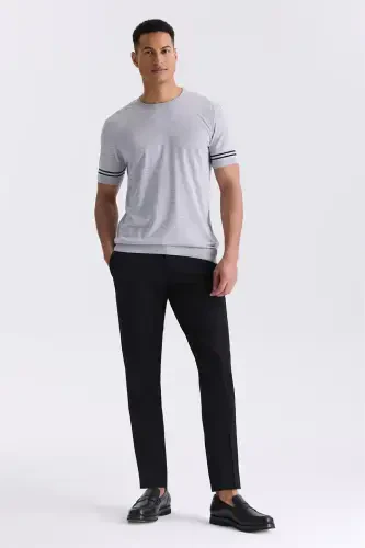 Gray Slim Fit Crew Neck T-Shirt - 2