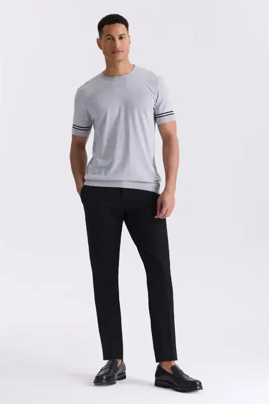 Gray Slim Fit Crew Neck T-Shirt - 2
