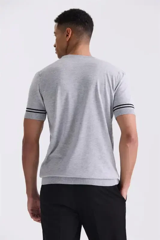 Gray Slim Fit Crew Neck T-Shirt - 4