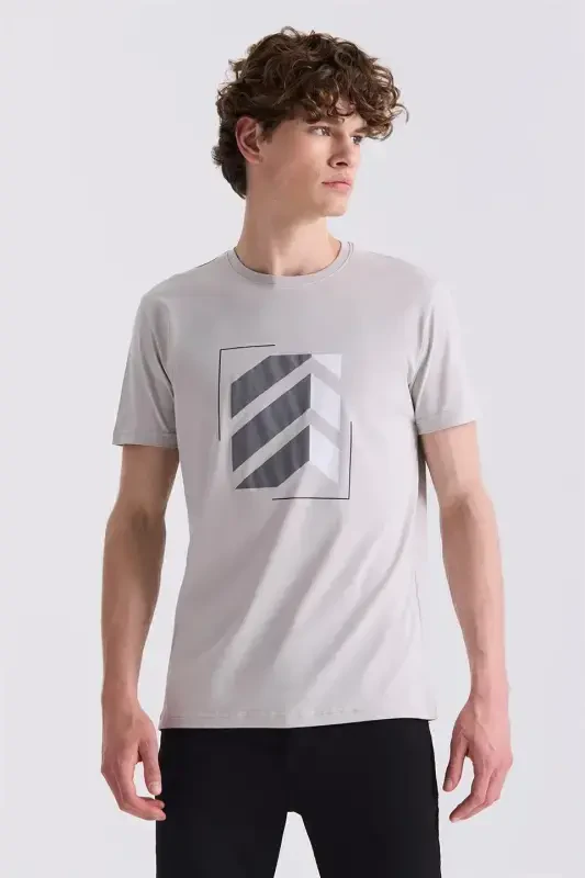 Gray Slim Fit Crew Neck T-Shirt - 1