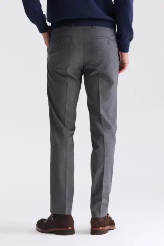 Gray Slim Fit Fabric Pants - 4
