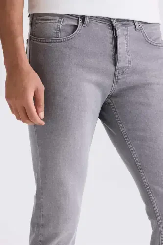 Gray Slim fit Lycra Cotton Washed Jean Denim Pants - 3