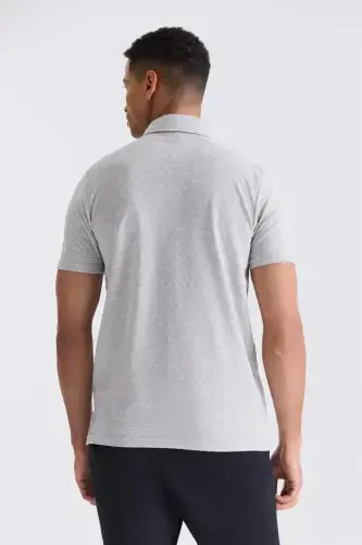 Gray Slim Fit Polo Neck T-Shirt - 4