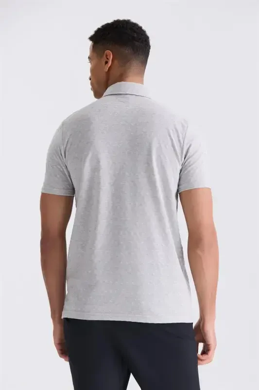 Gray Slim Fit Polo Neck T-Shirt - 4