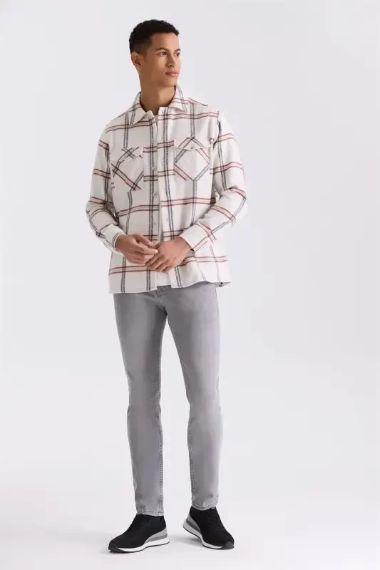 Gray Slim Fit Stretch Cotton Washed Denim Jeans - 2