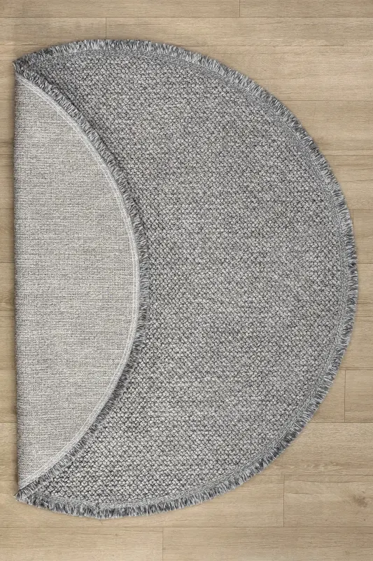 Gray Soft Texture Round Carpet Kilim Living Room Kitchen Hallway Runner Woven Machine Carpet 0010 APARTMENT-Gray 4 - 2