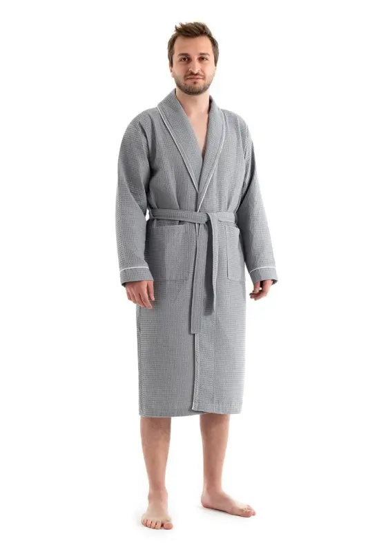 Gray Soho Pike Robe - Unisex Absorbent And Soft Robe Model - L/xl-Gray - 3