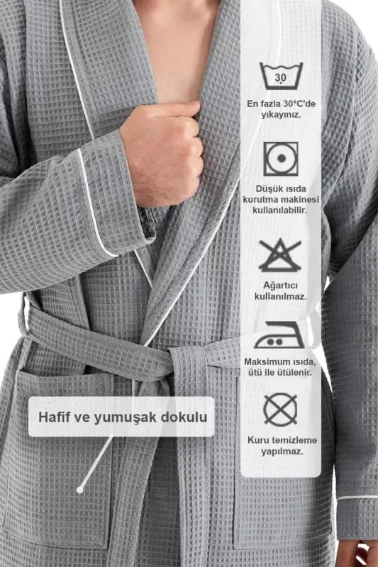 Gray Soho Pike Robe - Unisex Absorbent And Soft Robe Model - L/xl-Gray - 4