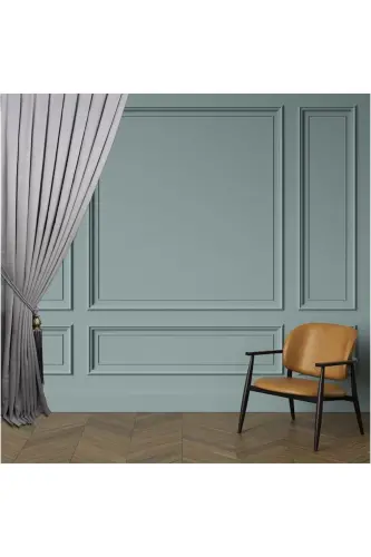 Gray Solid Color Background Curtain, Plain Sewing Without Pleats, Buckram Gathering, Single Panel-Gray 