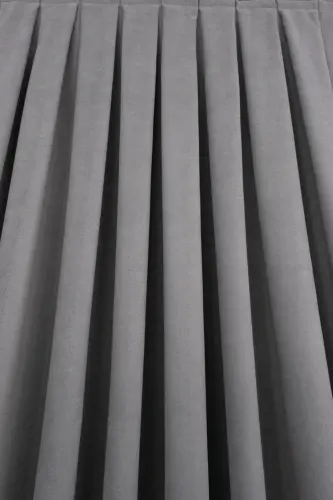 Gray Solid Color Background Curtain, Plain Sewing Without Pleats, Buckram Gathering, Single Panel-Gray - 4