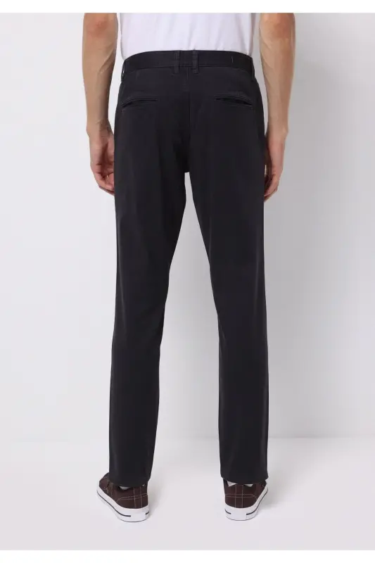 Gray, straight-leg, button-up men's pants. - 2