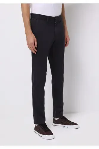 Gray, straight-leg, button-up men's pants. - 4