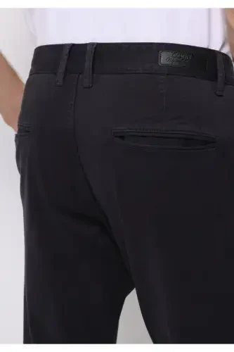 Gray, straight-leg, button-up men's pants. - 6