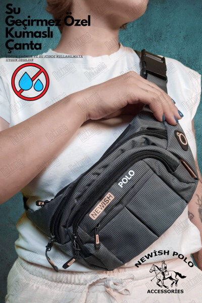Gray Waterproof Earphone USB Output Shoulder and Waist Bag Daily Crossbody Freebag - NEWISH POLO