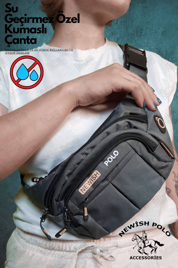 Gray Waterproof Earphone USB Output Shoulder and Waist Bag Daily Crossbody Freebag - 1