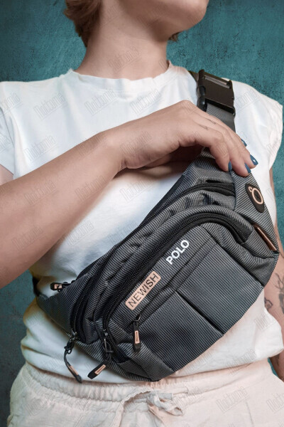 Gray Waterproof Earphone USB Output Shoulder and Waist Bag Daily Crossbody Freebag - NEWISH POLO (1)