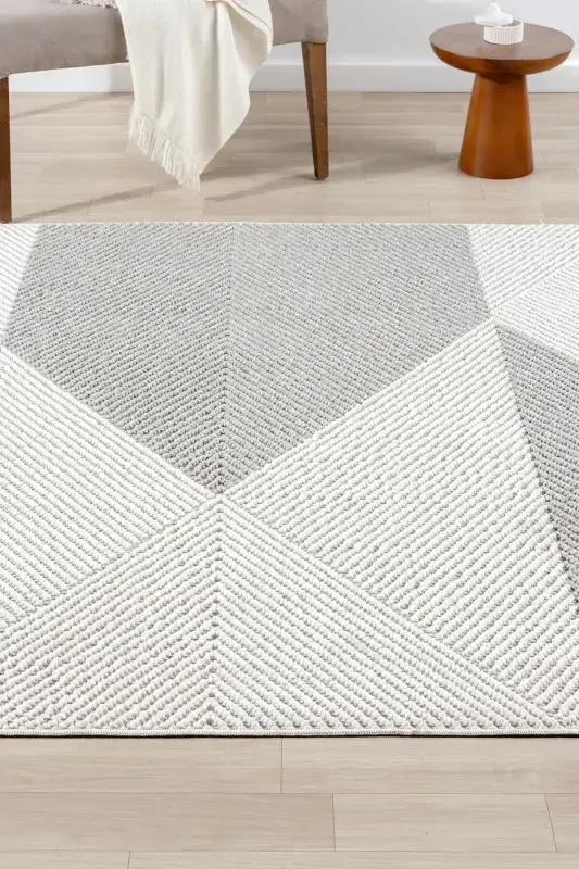 Gray White Soft Textured Carpet Rug Living Room Kitchen Hallway Runner Woven Machine Carpet 0013-Gray 5 - 5