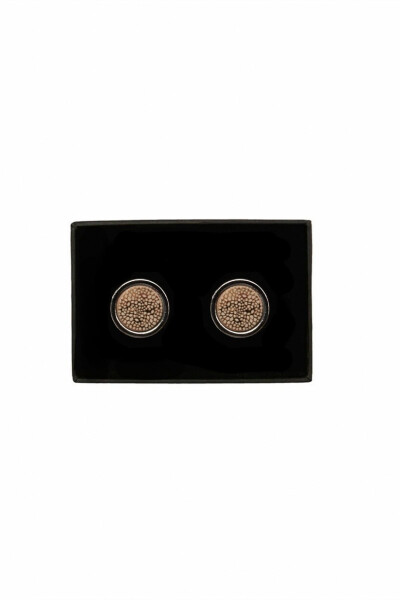 Gray-yellow classic, patternless cufflinks, special gift boxed. - 1