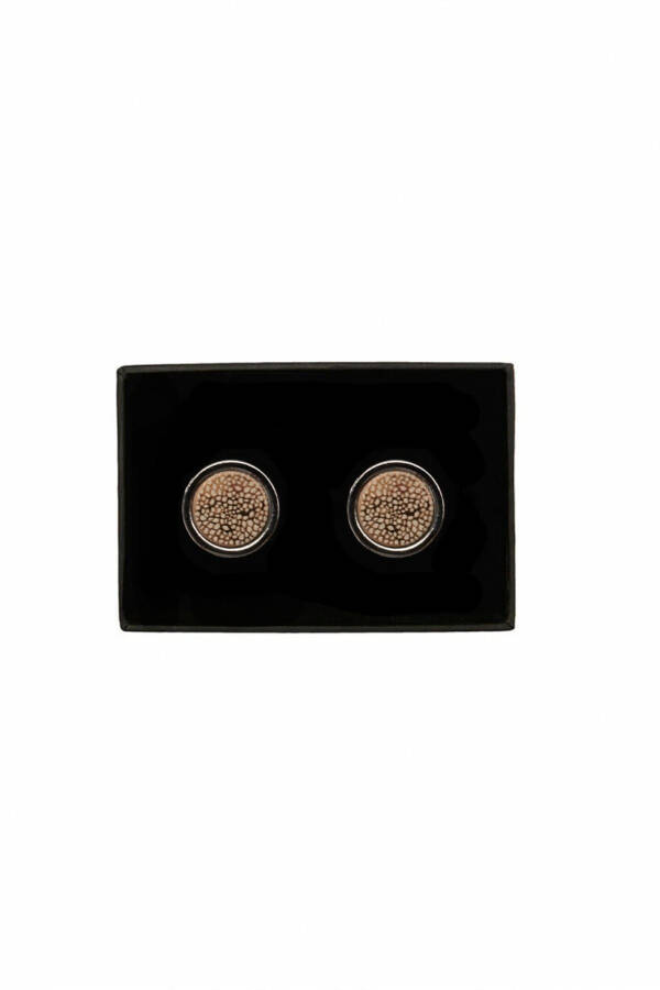 Gray-yellow classic, patternless cufflinks, special gift boxed. - 1