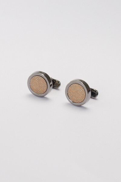 Gray-yellow classic, patternless cufflinks, special gift boxed. - 2