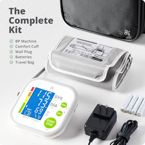 Greater Goods Blood Pressure Monitor - Complete BP Machine Kit with Wall Adapter and Premium Comfort Cuff, Designed in St. Louis - 6